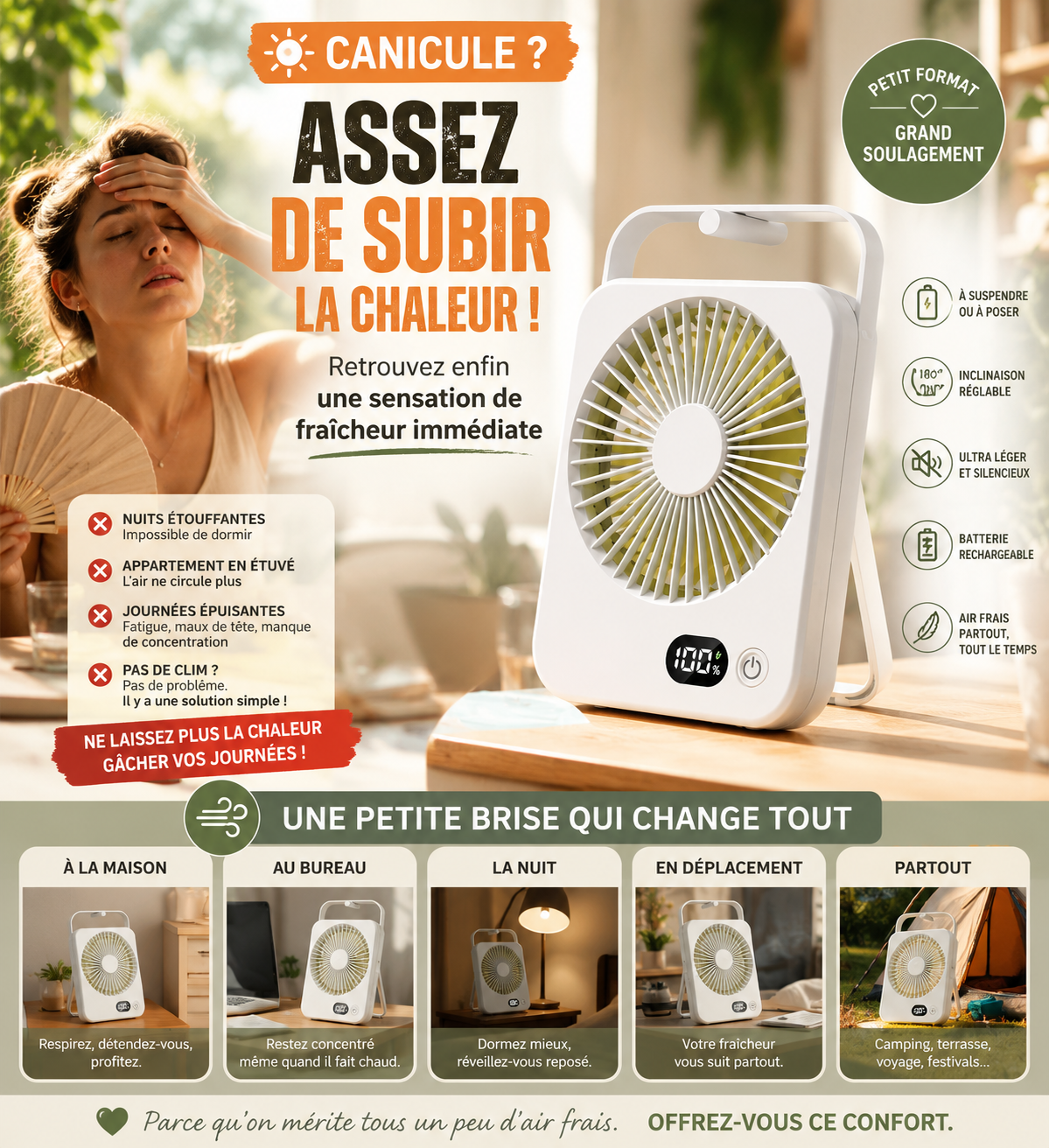 Ventilateur desktop portable